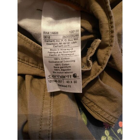 Carhartt Force Tappen Mens Tan Relaxed Fit Cargo Trouser Pants Size 40x30 - Picture 12 of 12
